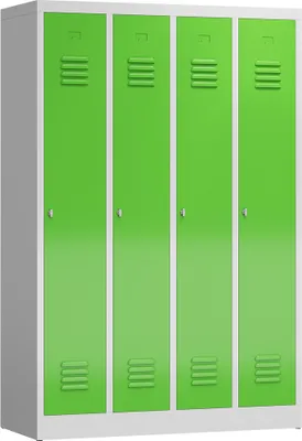 Produktbild von 4er Spind Kleiderschrank Garderobenschrank 4 Abteile 1800 x 1200 x 500 mm lichtgrau/gelbgrün X-510145