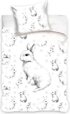 Produktbild von Dreamee Bettbezug Konijnen Weiß 140 x 200 cm 70 x 90 cm - Baumwolle