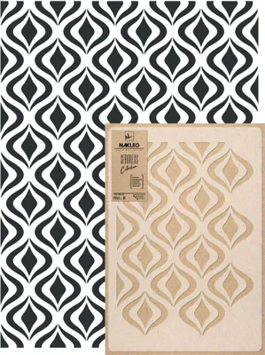 Produktbild von Wandschablone Groß Muster, Malschablone 59x95 cm Retro Girlanden Wiederverwendbare Kunststoff, Geometrische Tapete Wandgestaltung