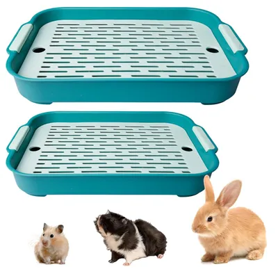 Immagine prodotto di Omgoods - Lettiera per conigli - Set di 2 dimensioni - Con filtro per la pulizia - Sostenibile - Sicura e senza odori - Design pratico - Lettiera per animali domestici