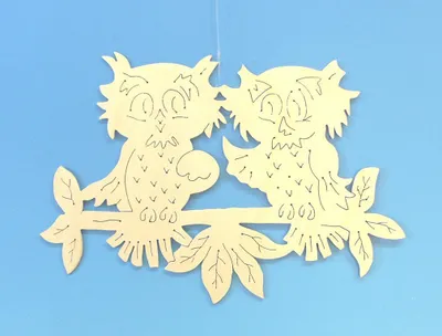 Produktbild von Fensterbild Eulenpärchen Höhe 25cm NEU