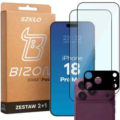 Produktbild von Gehärtetes Glas - 2 Stück + Kameraschutz für iPhone 18 Pro Max, Bizon Glass Edge Pack,