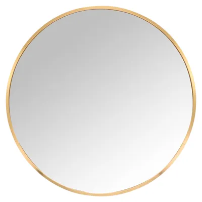 Runder Wandspiegel, Metallrahmen, Gold, Ø 60 cm