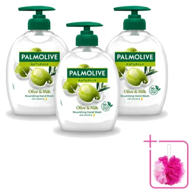 Zdjęcie produktu dla 3 sztuki mydła do rąk Palmolive, zapach mleko i oliwa - 300 ml - zestaw ekonomiczny