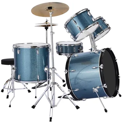 Produktbild von SucceBuy 5-teiliges Schlagzeug-Set, bestehend aus Bassdrum, Snare, Tom-Toms, Standtom, Crash-Becken und Hi-Hat. Ideal als Musik-Lerninstrument für Anfänger, Jugendliche und Schüler. Farbe: Kiesblau.