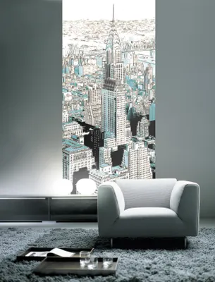 Produktbild von Komar Vlies Fototapete "Gotham", türkis/schwarz/weiß, 200 x 250 cm; V4-771