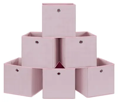 Produktbild von SONGMICS Aufbewahrungsbox 6er Set, Faltbare Stoffbox mit Metallöse, 30 x 30 x 30 cm, Rosa