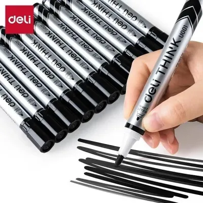 Obrázok produktu pre Kruhová stierateľná fixka 2,0 mm, čierna (12 ks) – DELI