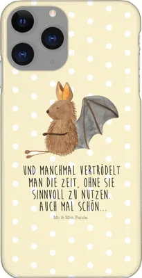 Produktbild von Mr. & Mrs. Panda Iphone 11 Pro Handyhülle Fledermaus Sitzen - Gelb Pastell - Geschenk, Lustige Sprüche, Motivation, Fledermäuse, Handy Case, Entspannen