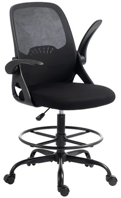 Immagine prodotto di Sedia Ufficio Ergonomica a Rete, Supporto Lombare e Poggiapiedi Regolabile, Braccioli Ribaltabili, Nera