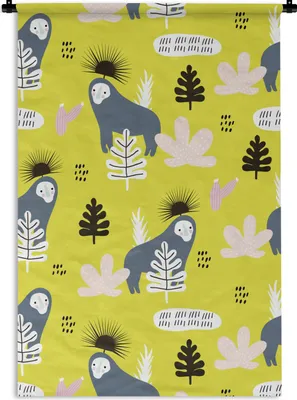 Produktbild von MuchoWow® Wandteppich Wandbehang Dschungel - Affe - Pflanzen 90x135 cm Tapisserie Dekoration Wandtuch - Baumwolle - Wandskulptur