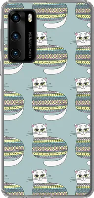 Produktbild von MuchoWow® Handyhülle Schutzhülle Hülle für Telefoonhoesje Huawei P40 Mädchen - Katzen - Pullover - Schnittmuster - Mädchen - Kinder - Mädchen Silikon Softcase Handy Hülle - Handytasche