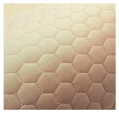 Produktbild von Wasserdichter Polsterstoff Oxford 160 cm Meterware für Outdoor-Nähprojekte Steppung Hexagon Beige Reißfest