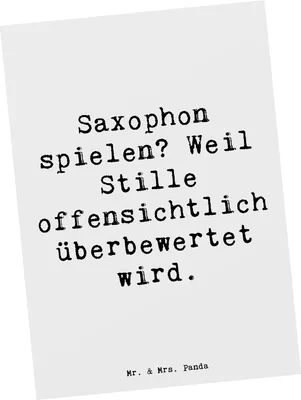Produktbild von Mr. & Mrs. Panda Postkarte Spruch Saxophon Leidenschaft - Weiß - Geschenk, einzelkarte, Musiker, Musizieren, Instrument, bildkarte, Klang, Postkarten, Jazz, Lernen, Blues