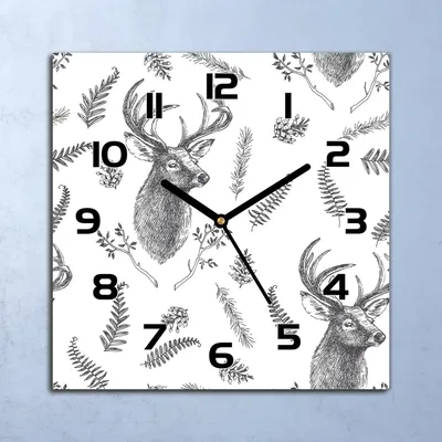 Produktbild von Wanduhr Echt-Glas-Küchenuhr Hirsch mit Kräutern Quarz 30x30 Deko Bilder