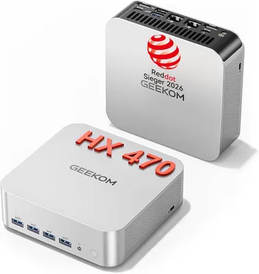 Produktbild von GEEKOM AI Mini PC A9 Max mitAMD Ryzen AI 9 HX 470 (Upgrade zu 370), 32GB DDR5+ 2TB SSD, 2.5G Dual-LAN Mini Computer Windows 11 pro mit 2×USB4|