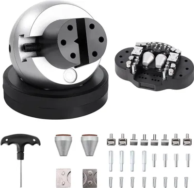 Produktbild von Gravurblock 5-Zoll-Kugelschraubstock-Einstellung Schmuck-Kugelschraubstock Gravur mit 34-teiligem Aufsatz und Gummibasis