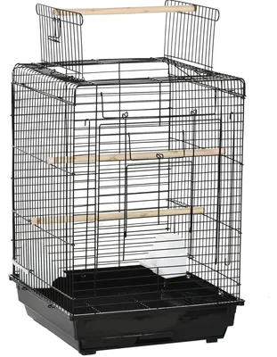 Obrázek produktu pro Ptačí klec – klec pro kanárky – 40 × 40 × 58 cm – otvor nahoře – železo – černá