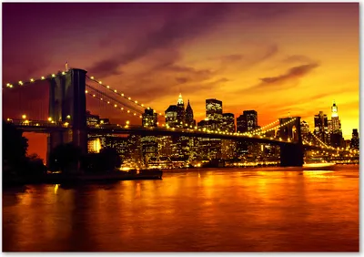 Produktbild von Tulup® Leinwandbild - 100x70 cm - Wandkunst - Drucke auf Leinwand - Leinwanddruck  - Sehenswürdigkeiten & Architektur - Orange - Brooklyn-Brücke