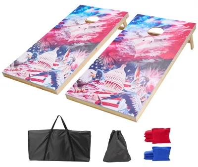 Produktbild von VEVOR Cornhole Set, 3x2 ft Corn Hole Spielbretter, Aluminium Wetterfest Tragbares Wurfbrett, Innen- und Außenfaltbares Cornhole-Spiel für Erwachsene, Enthält 8 Bohnenbeutel, für Garten Hinterhof Strand Camping, 2 Bretter+8 Sitzsäcke+1 Tragetasche+1 Aufbewahrungstasche für Sitzsäcke