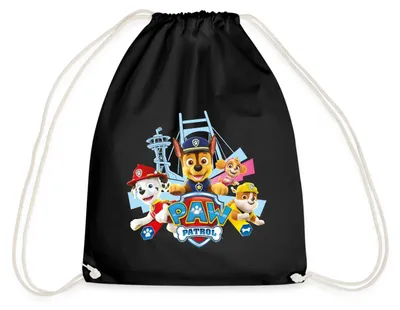 Produktbild von Spreadshirt Paw Patrol Logo Turnbeutel, One size, Schwarz
