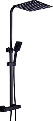 Produktbild von Badezimmer Duschsystem - Regendusche Set - Duschkopf 30 x 30 cm - Handbrause - Verstellbare Duschstange - Edelstahl - Schwarz