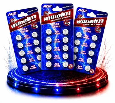 Produktbild von 30 x AG2 LR726 LR59 396 1,5V Wilhelm Batterie Knopfzelle Knopfbatterie Alkaline 7,8 x 2,6 mm