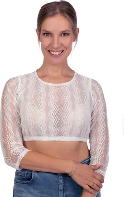 Produktbild von Dirndlbluse Lea aus Spitze mit dreiviertel Ärmeln und Rundhalsausschnitt, Größe 42