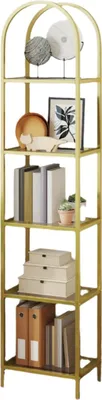 Produktbild von 5-stufiges Bücherregal aus Hartglas – bogenförmig, platzsparend – 30,2 x 40 x 183,5 cm
