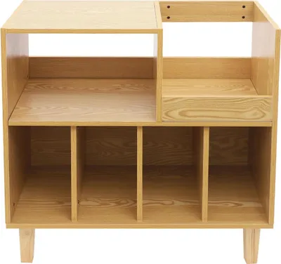 Obrázok produktu pre Držiak na gramofónové platne – Regál na gramofón – 6 priehradiek – Samostatne stojací – Viacvrstvová doska – do 45 kg – 80×40×82,6 cm