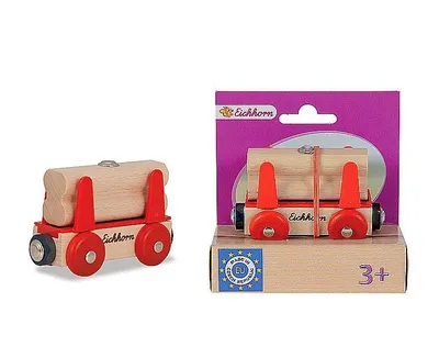 Produktbild von Eichhorn Wagon mit Holzladegut, 2-teilig Holzeisenbahn Eisenbahn 1358  NEU