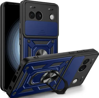 Produktbild von Outdoor Panzerhülle Google Pixel 8A – Handyhülle mit Kameraschutz & Ringhalter Blau