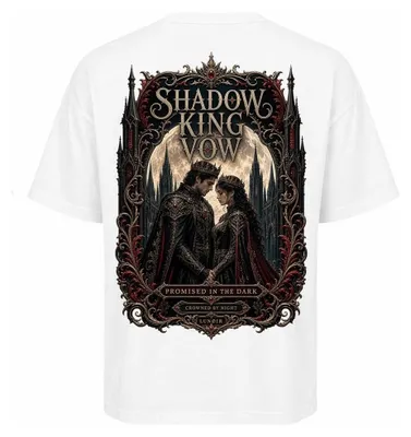 Produktbild von Damen Oversize T-Shirt Weiß L – Bedrucktes Shirt mit Königs Motiv aus Baumwolle – LUNØIR ©