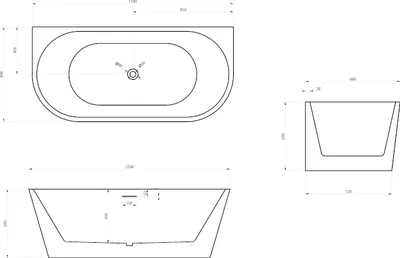 Produktbild von Freistehende Badewanne NOVA - Acryl - Weiß - 170 x 80 x 60 cm - Oberfläche wählbar, Farbe:Weiß glänzend