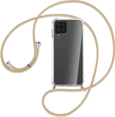 Produktbild von Handykette Backcover-Schutzhülle mit Band (Metall silberfarben) für Samsung Galaxy A22 4G (A225) - caramel