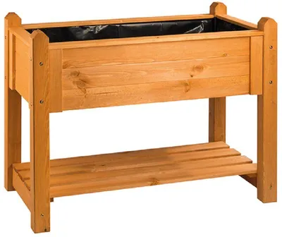 Produktbild von Hochbeet Premium mit Rollen aus Kiefernholz, Honig, 114 x 60 x 84,4 cm