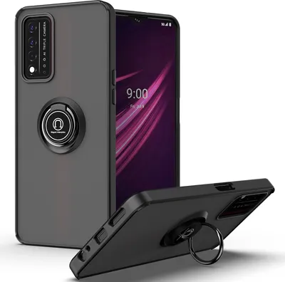 Produktbild von T-Mobile REVVL V+ 5G Hülle, Ring Halter Ständer Matte Transluzent TPU Rahmen Stoßfest Schutzhülle für T-Mobile REVVL V+ 5G Schwarz