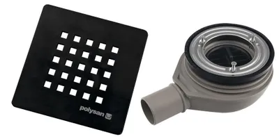 Produktbild von Polysan TRENECA Duschwannensiphon, Durch. 90mm, DN40, Schwarz matt Abdeckung