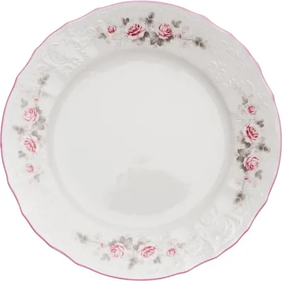 Produktbild von Thun 1794 Flacher Teller, tschechisches Porzellan, Bernadotte, 25 cm, rosa, rosa Streifen, Thun