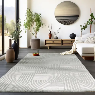 Produktbild von Homebyhome Boho Teppich Wohnzimmer Modern Skandinavische Stil Einfarbig Design Uni Teppich Schlafzimmer, Grösse: 160x230 cm