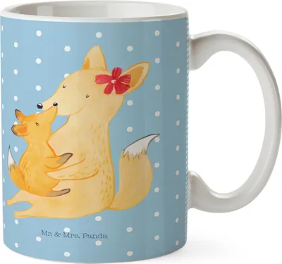 Produktbild von Mr. & Mrs. Panda Plastikbecher Fuchs Mama - Blau Pastell - Geschenk, Schoß, Schulkind Tasse, Trinklernbecher, Haferl, Mutter, Pott, Tochter, Mehrwegbecher, Muttertag