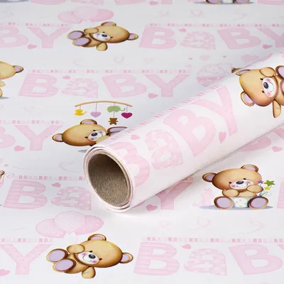 Produktbild von Geschenkpapier Teddys, Rosa, 0,70 x 10 m - Geburtstagspapier für Kinder