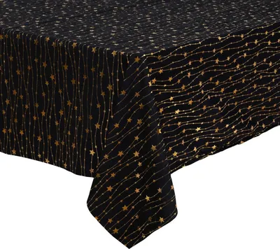 Produktbild von Tischdecke aus samt mit sternenmotiv 140x360cm schwarz  - Atmosphera créateur d'intérieur