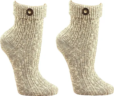 Produktbild von krautwear Herren Damen Trachtenstrümpfe Trachten Umschlag-Söckchen mit Knopf