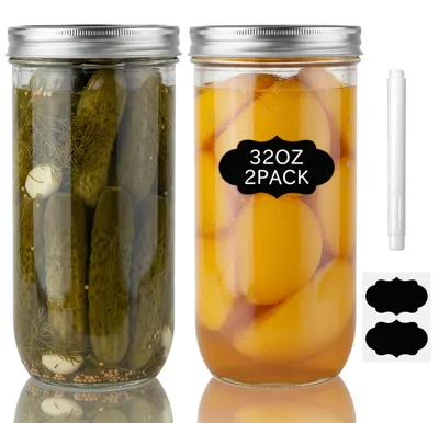 Image de Bocaux en verre avec couvercle - Capacité de 1000 ml - Pour la conservation des aliments - Lot de 2