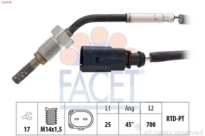 Produktbild von FACET 22.0144 Abgastemperatursensor für VW Transporter V Bus (7HB, 7HJ, 7EB, 7EJ, 7EF, 7EG, 7HF, 7EC) M14x1,5