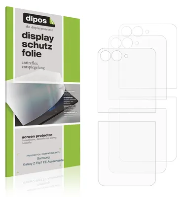 Produktbild von 2x Schutzfolie für Samsung Galaxy Z Flip7 FE Aussenseite matt Displayschutzfolie Folie Display Schutz (je 2 Folien für Aussen-Display + Rückseite)