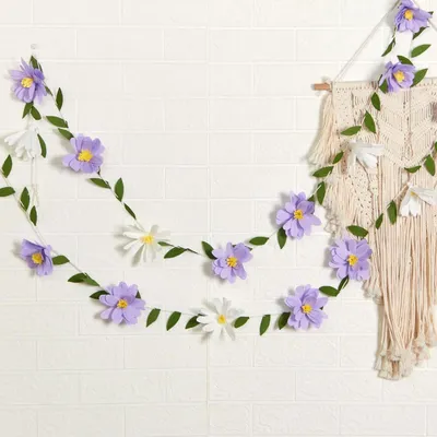 Image de Guirlande de marguerites, papier violet, décoration pour fête, enfants, mariage, baby shower