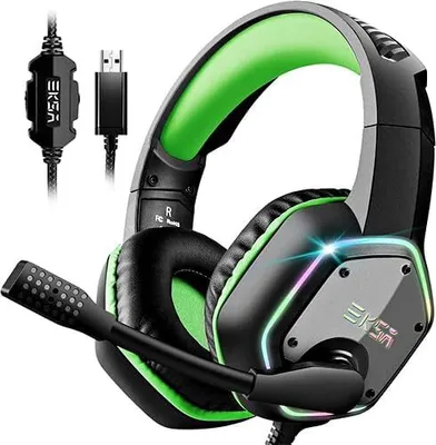 Produktbild von Gaming-Headset, PC-Headset mit Mikrofon, 7.1-Surround-Sound und RGB-Lichtern, Kopfhörer mit kabelgebundenem Mikrofon mit Geräuschunterdrückung, USB
