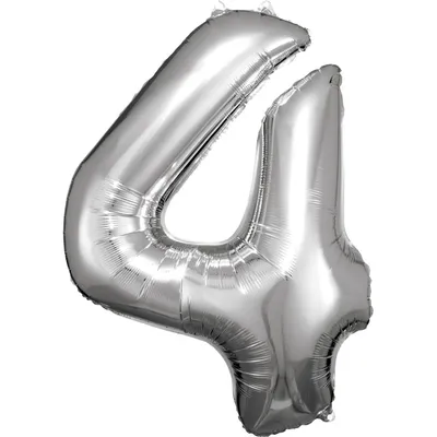 Produktbild von Amscan Foil Balloon Number 4 Junior 66 X 88 Cm Silver